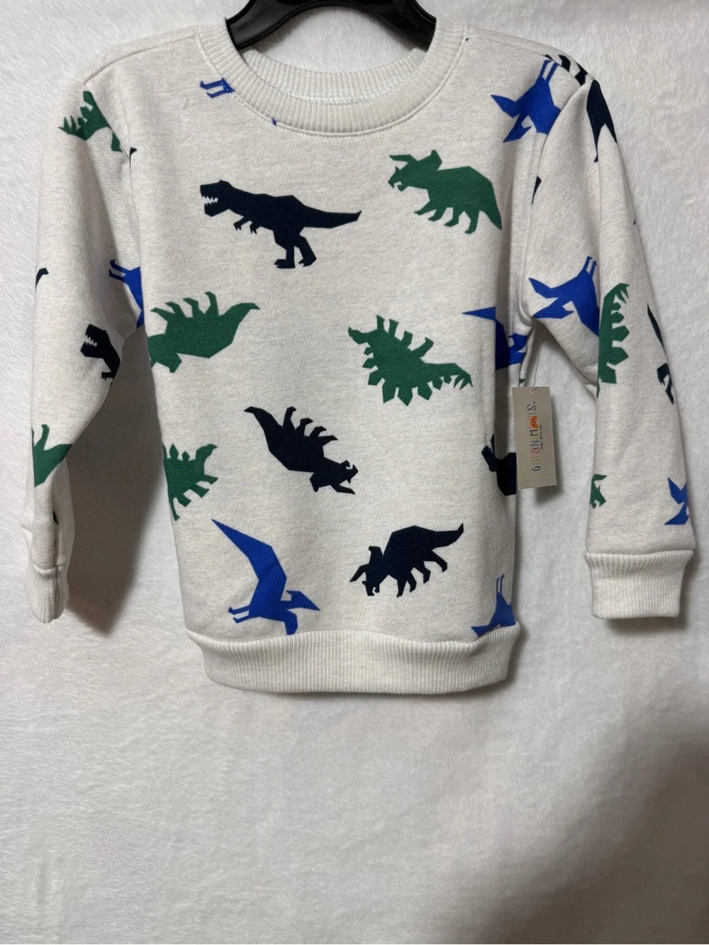 Gymboree Cream Sweatshirt with Blue & Green Dinosaur Print